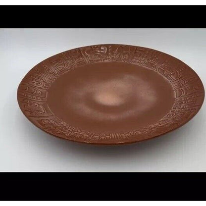 Vintage Frankoma Mayan Aztec Plainsman Brown 7FC Round Chop Plate (C1) - Vintosh Vintage