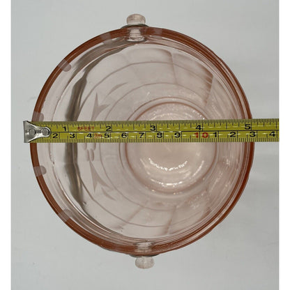 VTG Pink Depression Glass Ice Bucket w/Etched Floral Design & Silver Handle (C7) - Vintosh Vintage