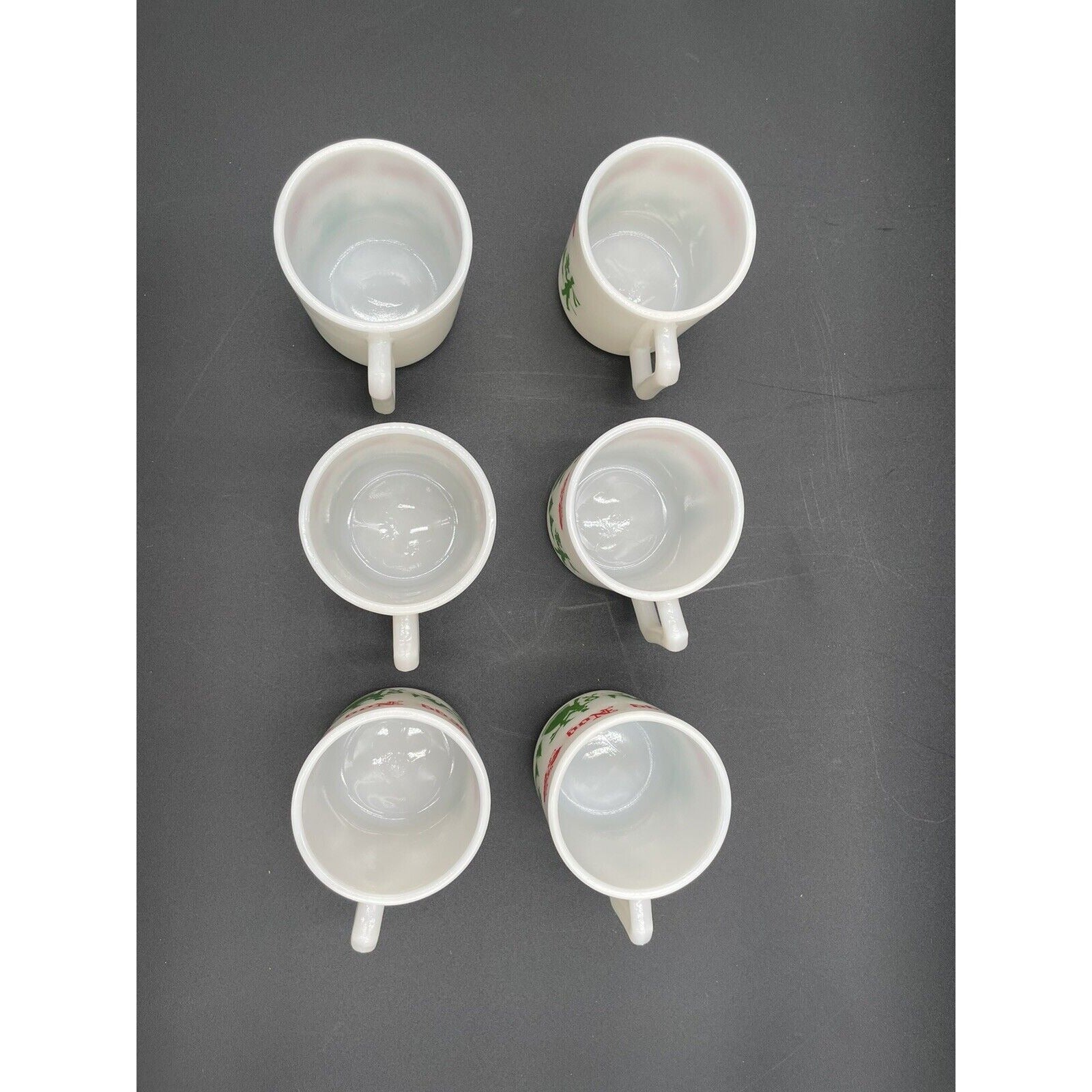 Six Vintage Hazel Atlas Milk Glass Christmas Eggnog Cups (B4) - Vintosh Vintage
