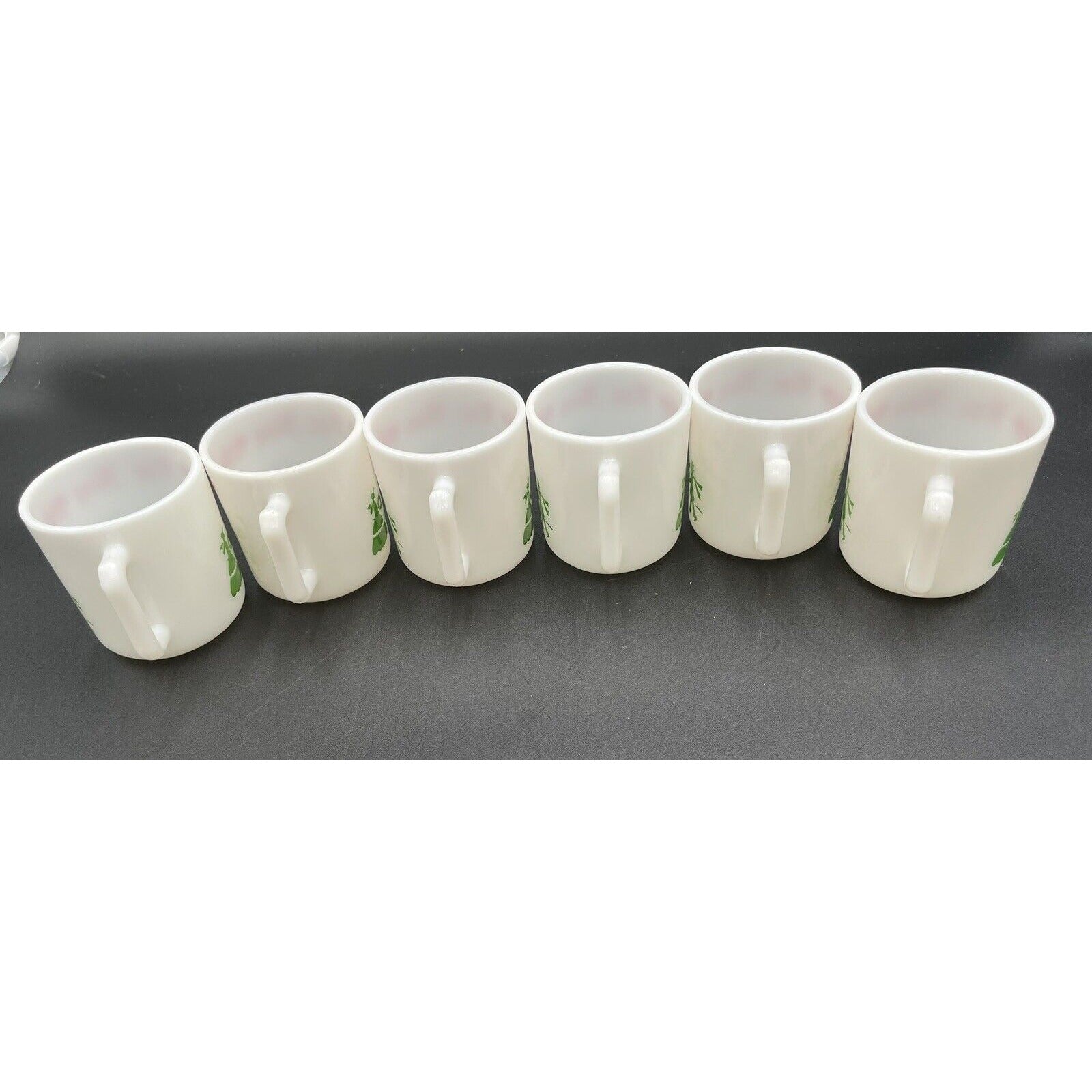 Six Vintage Hazel Atlas Milk Glass Christmas Eggnog Cups (B4) - Vintosh Vintage