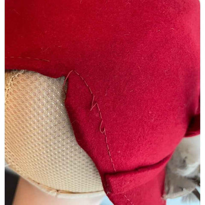 Vintage Red Felt Hat w/ Cream & Brown Feathers