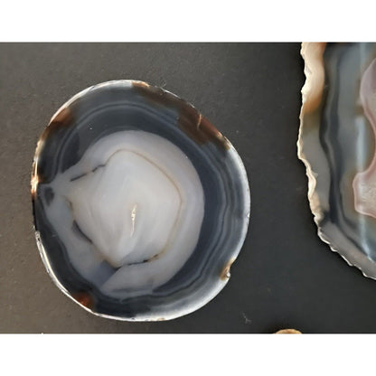 Lot of Eight Polished Round Rock Formations w/Felt Backing Coasters/Decor (B1) - Vintosh Vintage