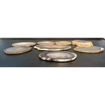 Lot of Eight Polished Round Rock Formations w/Felt Backing Coasters/Decor (B1) - Vintosh Vintage