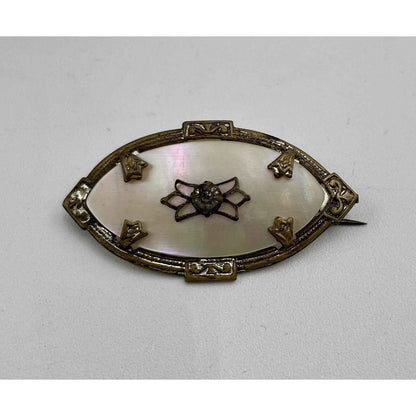 VICTORIAN ANTIQUE MOTHER OF PEARL BROOCH PIN (A1)