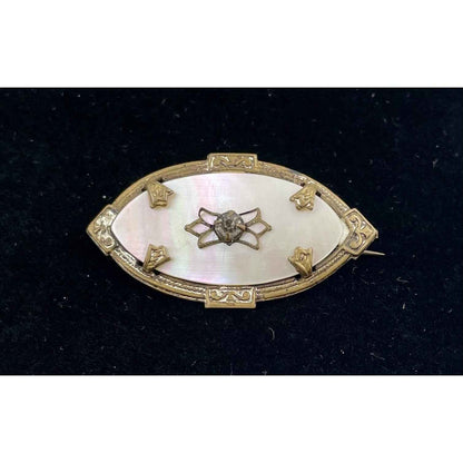 VICTORIAN ANTIQUE MOTHER OF PEARL BROOCH PIN (A1)