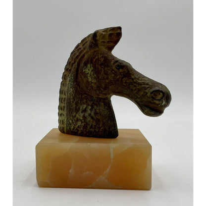 Vintage Metal and Marble Horse Head Statue (B1) - Vintosh Vintage
