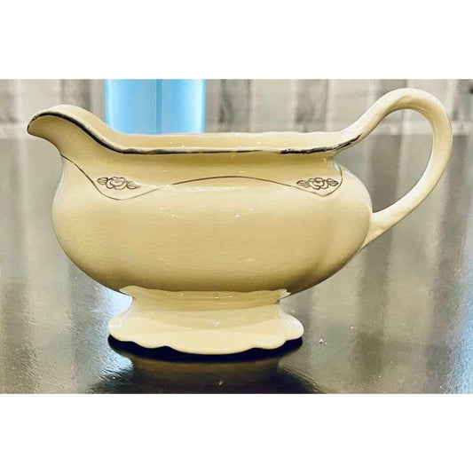 Homer Laughlin Virginia RosePatrician Design Footed Gravy Boat (C3)