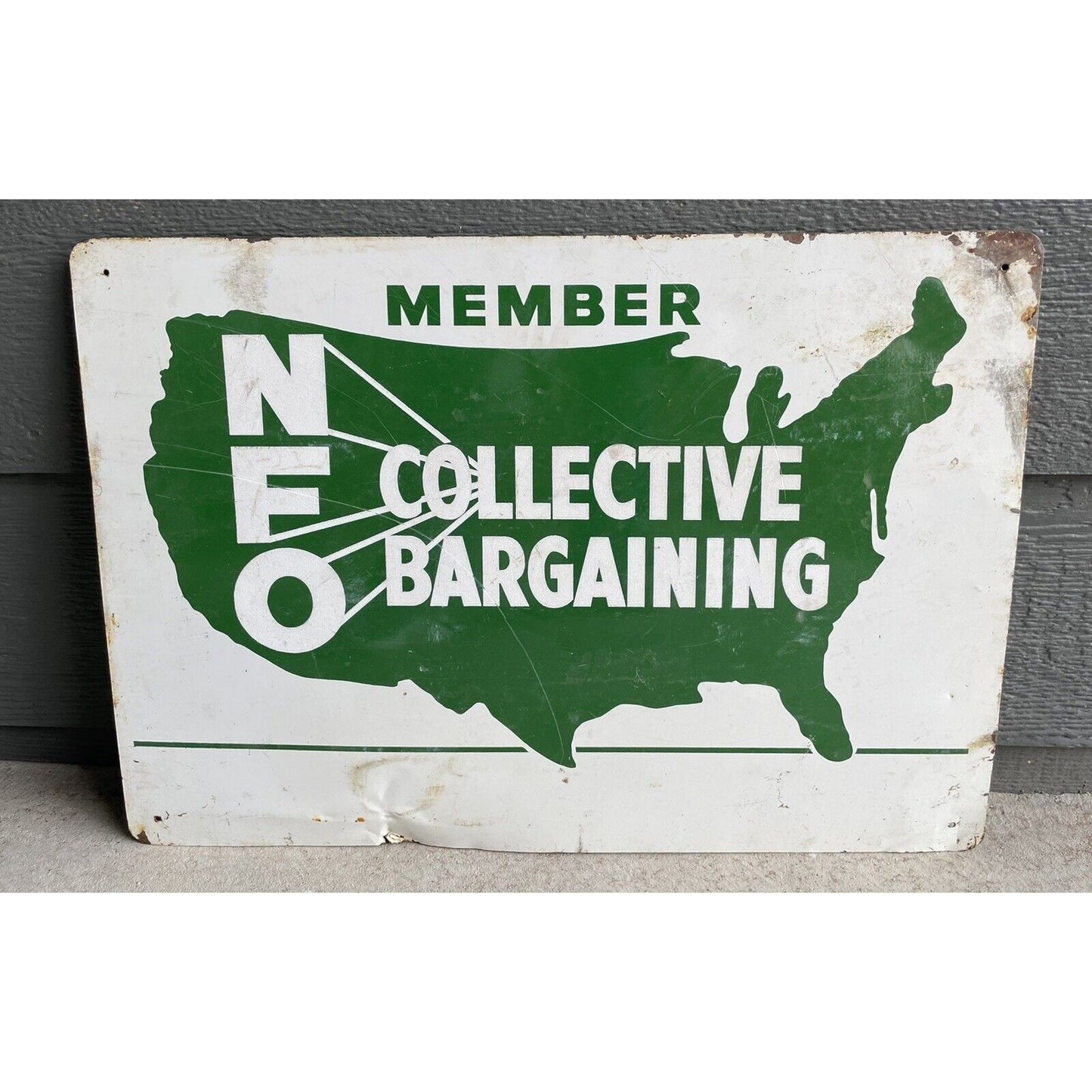 VTG Original Two-sided NFO Member Collective Bargaining Metal Farm Sign 20" - Vintosh Vintage