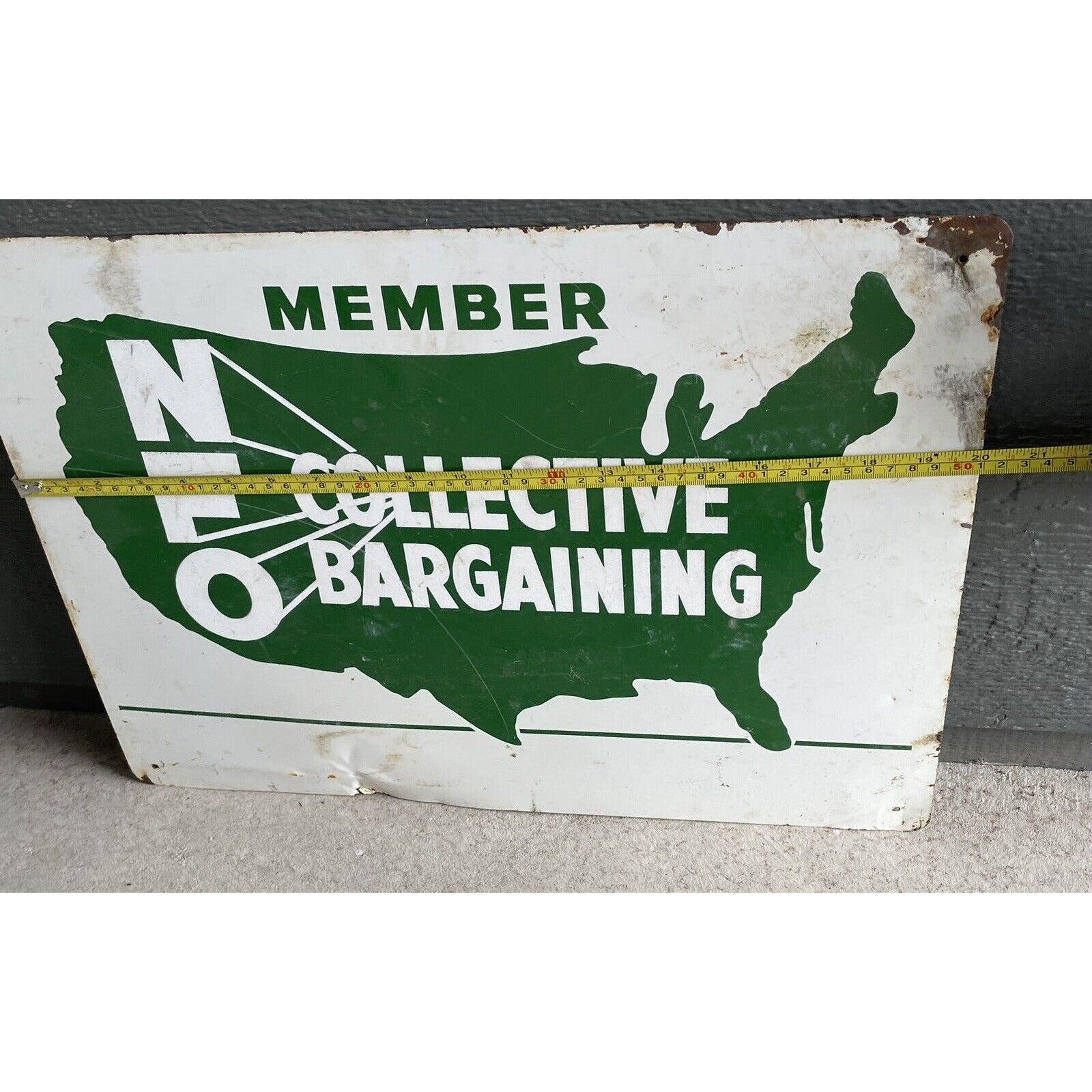 VTG Original Two-sided NFO Member Collective Bargaining Metal Farm Sign 20" - Vintosh Vintage