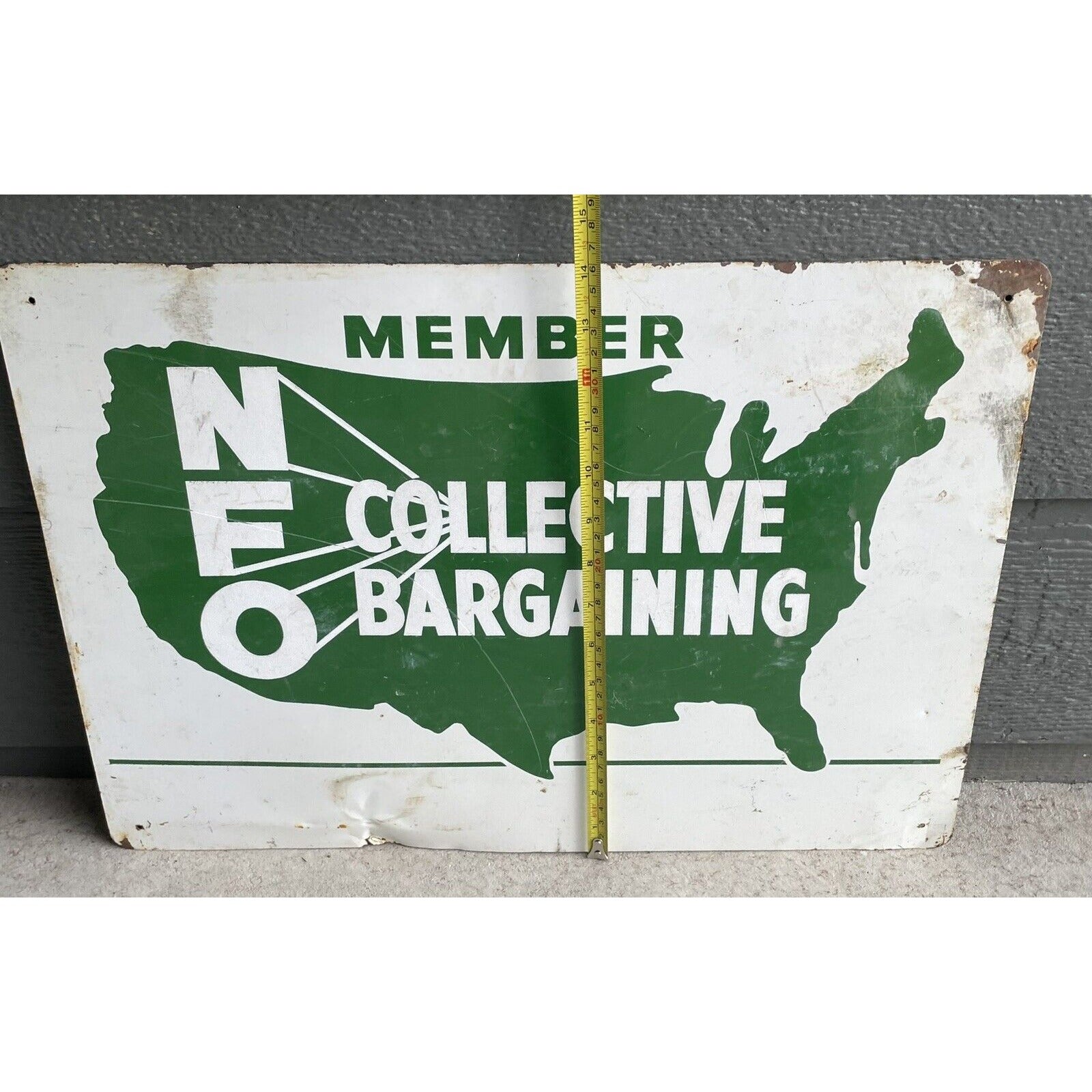VTG Original Two-sided NFO Member Collective Bargaining Metal Farm Sign 20" - Vintosh Vintage