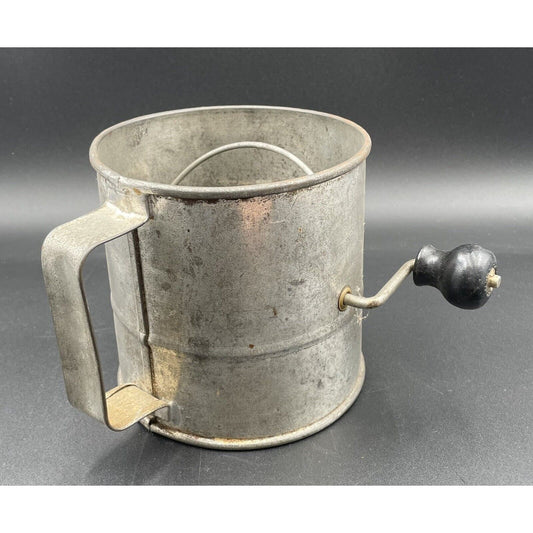 Oversized Vintage Flour Sifter with Black Wooden Turn Handle (B4) - Vintosh Vintage