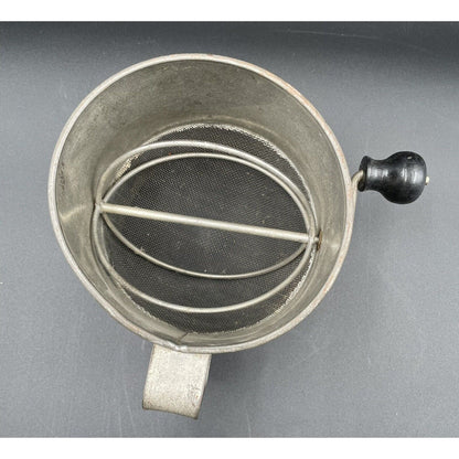 Oversized Vintage Flour Sifter with Black Wooden Turn Handle (B4) - Vintosh Vintage