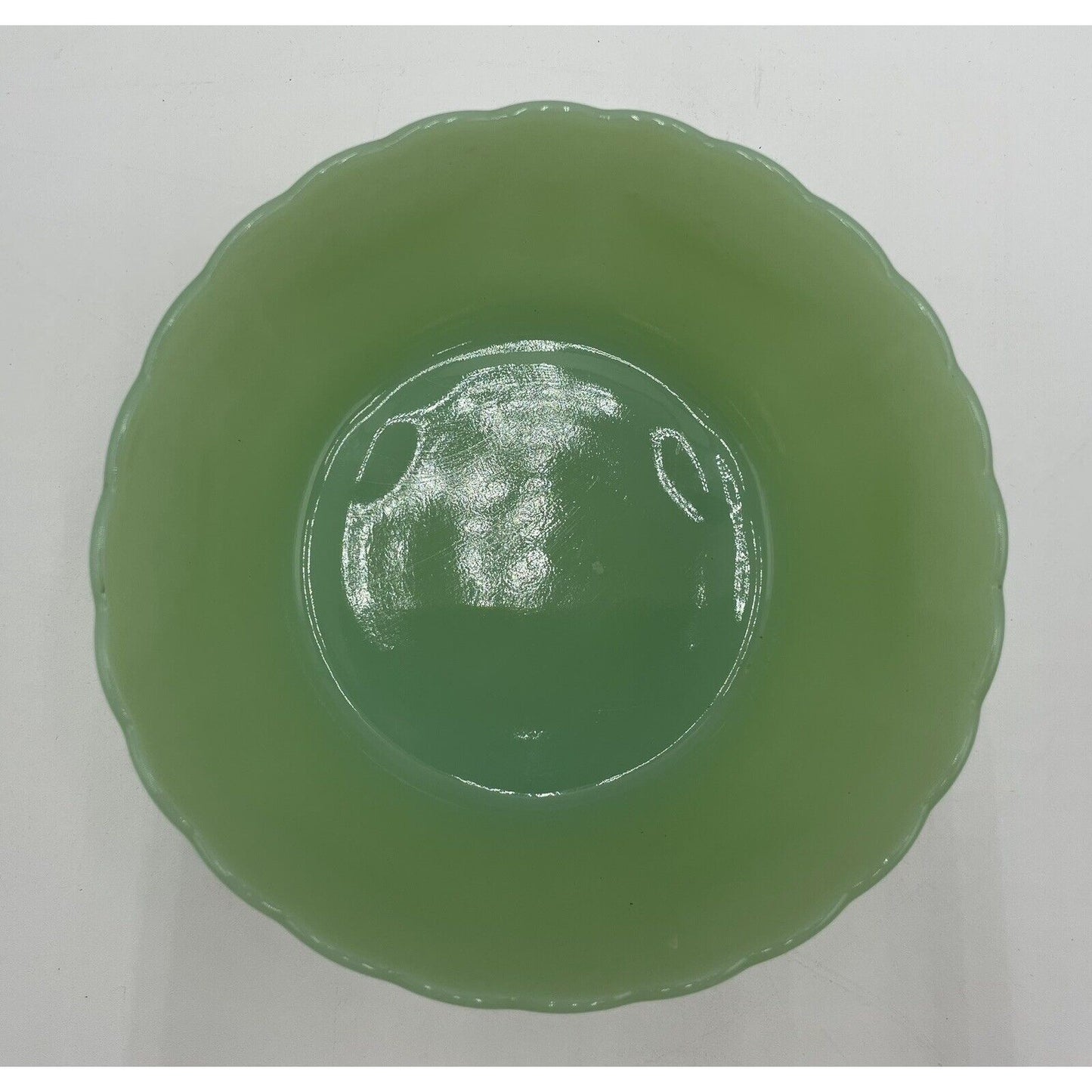 Vintage Jadeite Three Footed Scalloped Rim Bulb Bowl (B2) - Vintosh Vintage