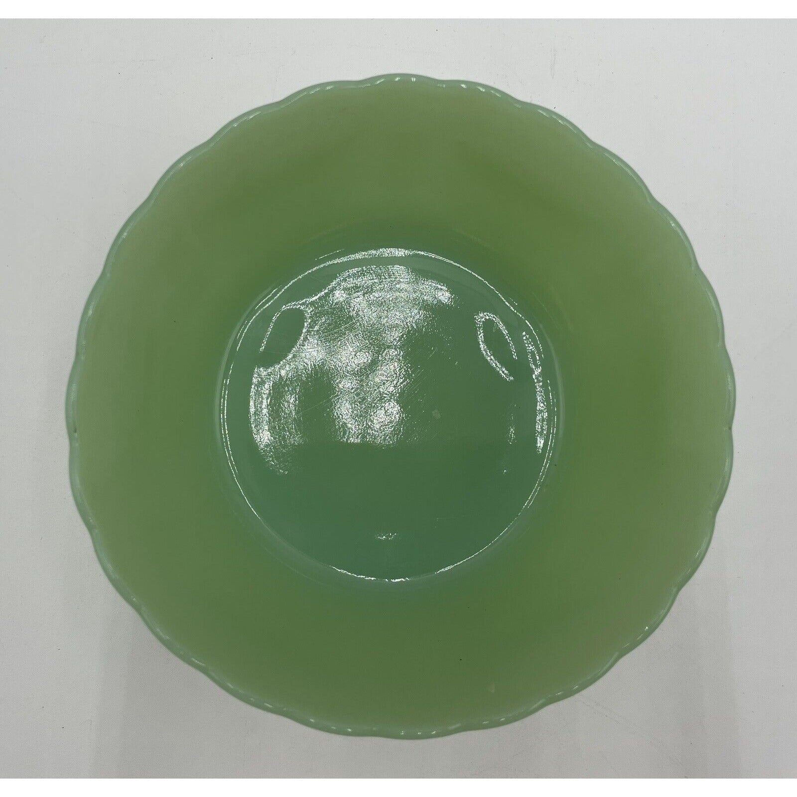 Vintage Jadeite Three Footed Scalloped Rim Bulb Bowl (B2) - Vintosh Vintage