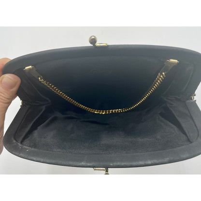 1960s Black & Gold GARAY Handbag w/ Gold Clasp (A5) - Vintosh Vintage