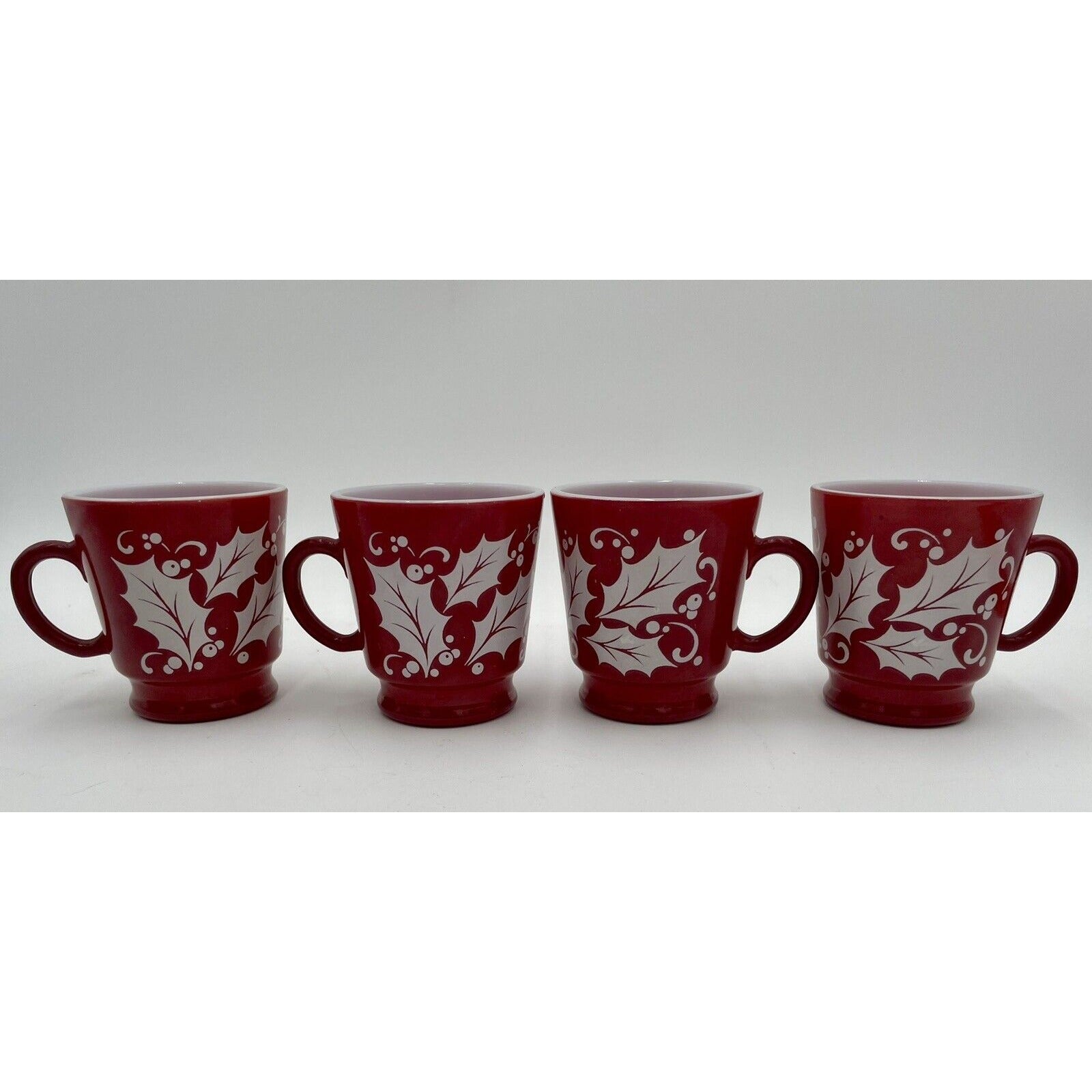 1950s Hazel Atlas Tom & Jerry Egg Nog/Punch Glass Set Christmas Cranberry Red-D6 - Vintosh Vintage