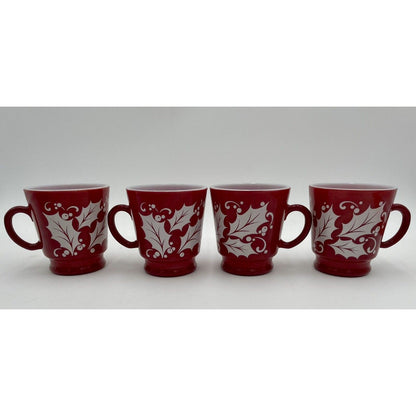 1950s Hazel Atlas Tom & Jerry Egg Nog/Punch Glass Set Christmas Cranberry Red-D6 - Vintosh Vintage