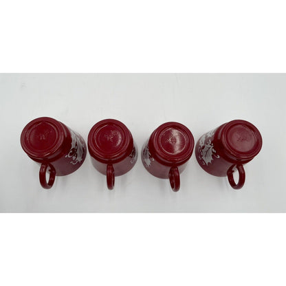 1950s Hazel Atlas Tom & Jerry Egg Nog/Punch Glass Set Christmas Cranberry Red-D6 - Vintosh Vintage