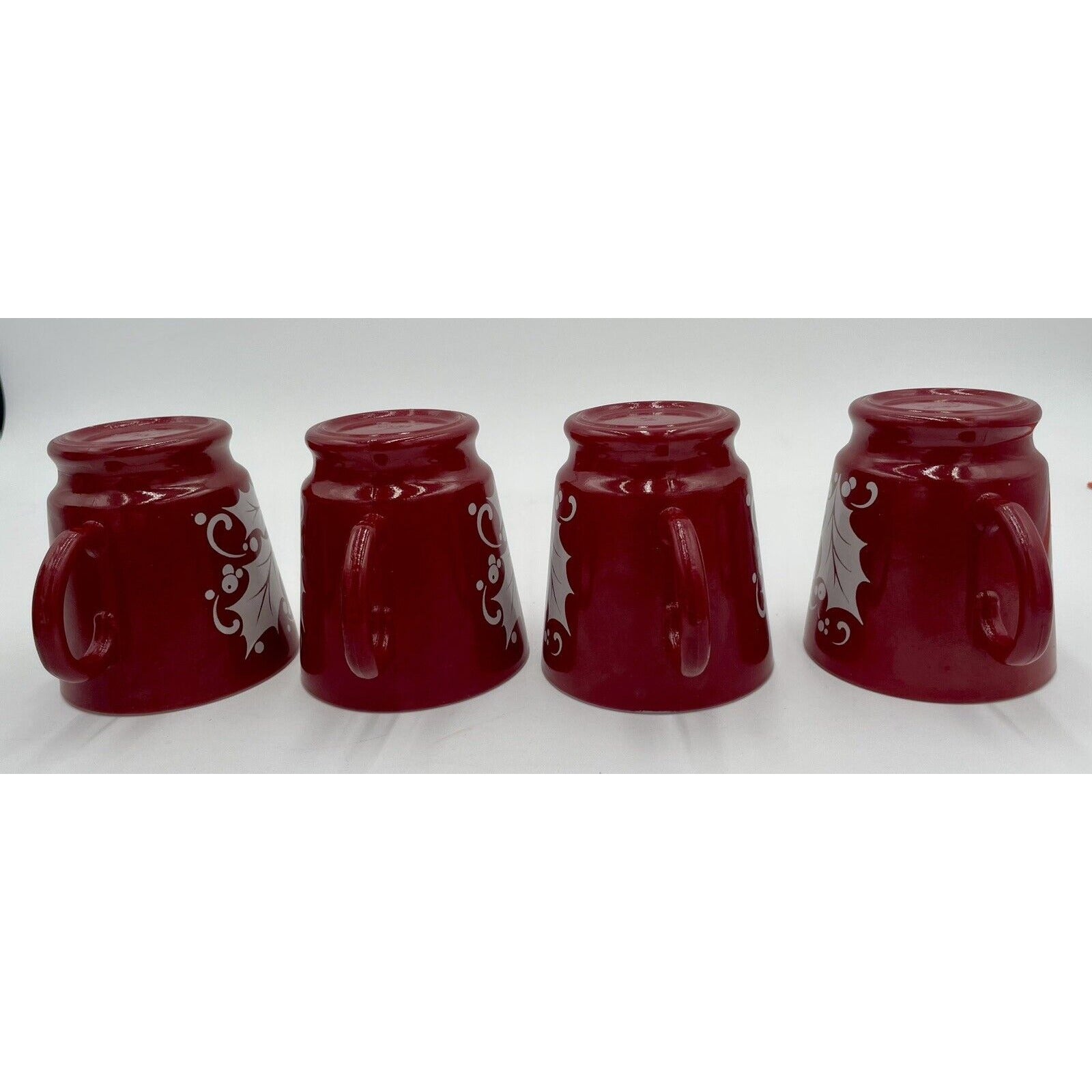 1950s Hazel Atlas Tom & Jerry Egg Nog/Punch Glass Set Christmas Cranberry Red-D6 - Vintosh Vintage