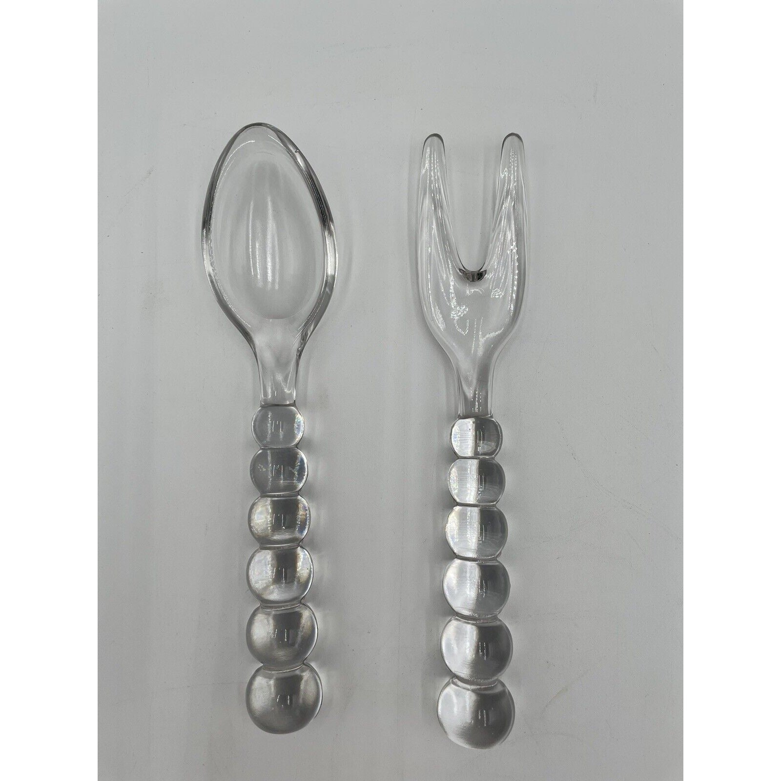 Vintage 1970s Imperial Glass Candlewick Fork & Spoon Salad Serving Set (B2) - Vintosh Vintage