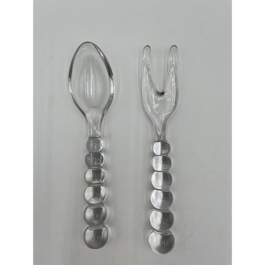 Vintage 1970s Imperial Glass Candlewick Fork & Spoon Salad Serving Set (B2) - Vintosh Vintage