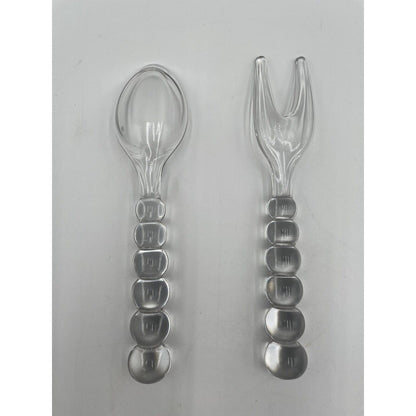 Vintage 1970s Imperial Glass Candlewick Fork & Spoon Salad Serving Set (B2) - Vintosh Vintage
