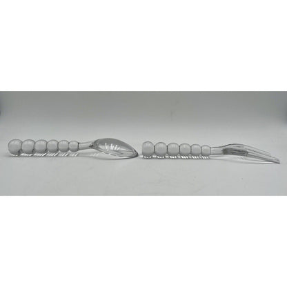 Vintage 1970s Imperial Glass Candlewick Fork & Spoon Salad Serving Set (B2) - Vintosh Vintage