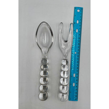 Vintage 1970s Imperial Glass Candlewick Fork & Spoon Salad Serving Set (B2) - Vintosh Vintage