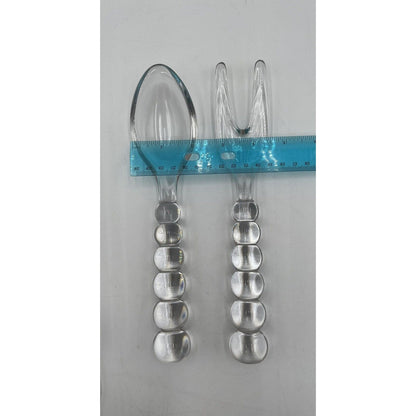 Vintage 1970s Imperial Glass Candlewick Fork & Spoon Salad Serving Set (B2) - Vintosh Vintage