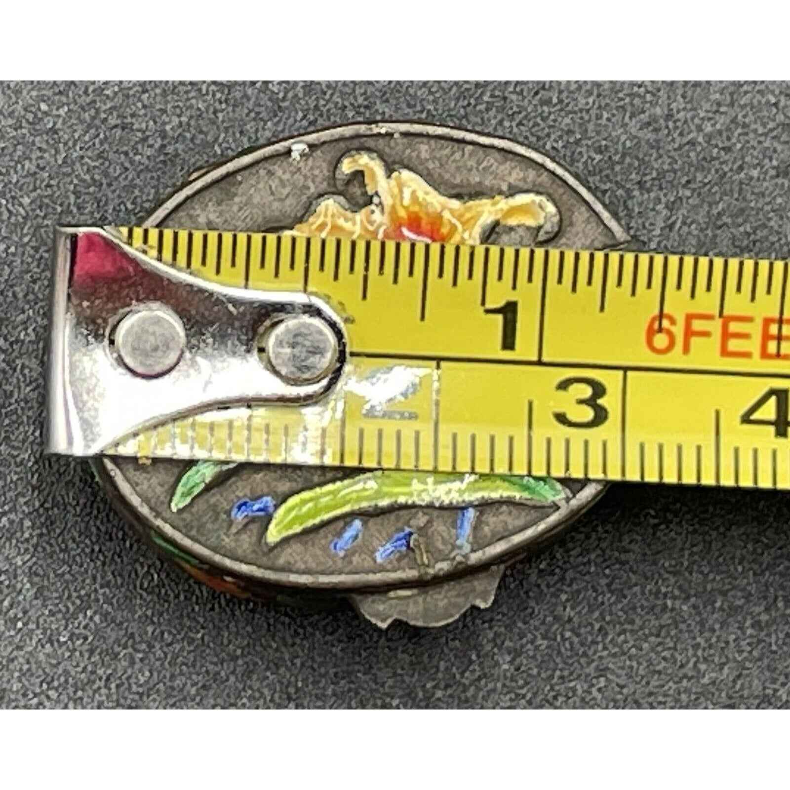 Antique Hand Painted Multicolored Lily Cloisonne Enamel Hinged Pill Box (B7)