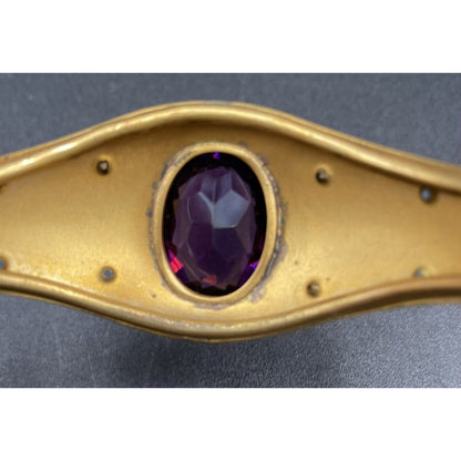 Antique W & S Blackington Co Gold Filled Hinged Bangle Bracelet w/ Purple Stone - Vintosh Vintage