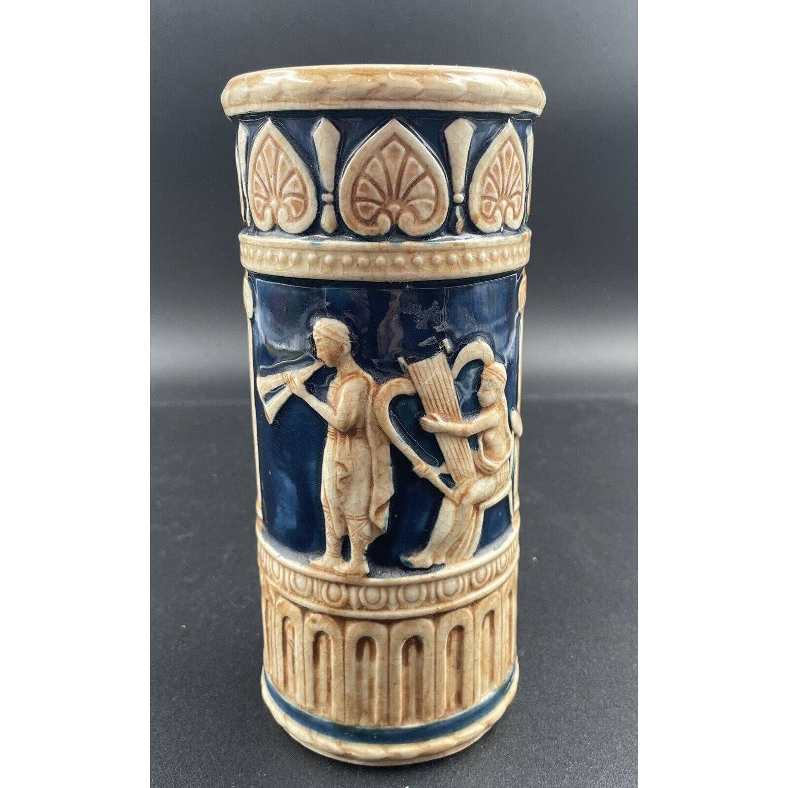 Vintage MARUHON WARE Ceramic Greek Themed Hand Painted Vase - Japan (C7) - Vintosh Vintage