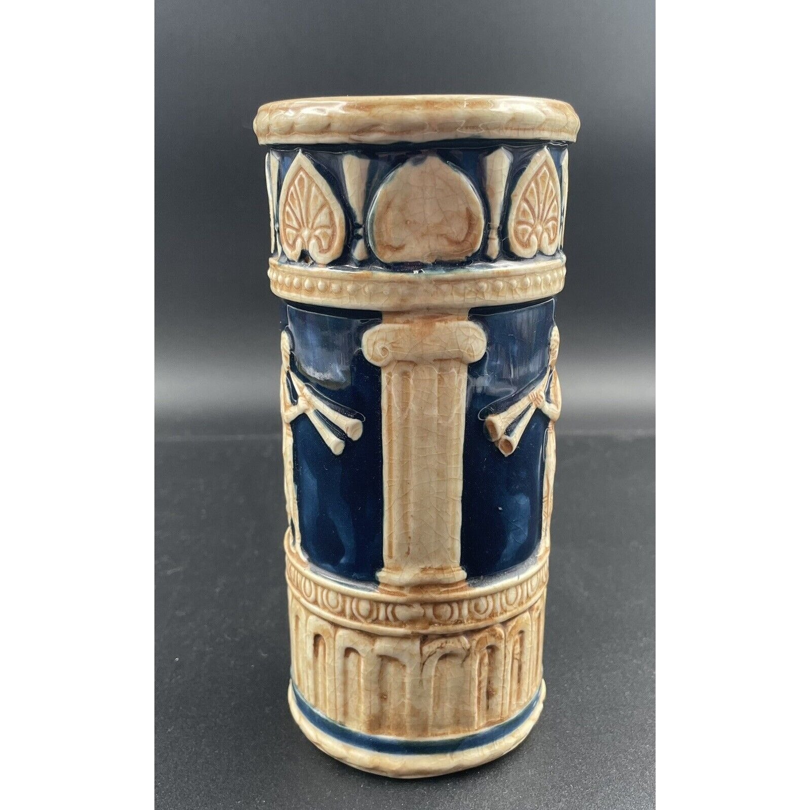 Vintage MARUHON WARE Ceramic Greek Themed Hand Painted Vase - Japan (C7) - Vintosh Vintage