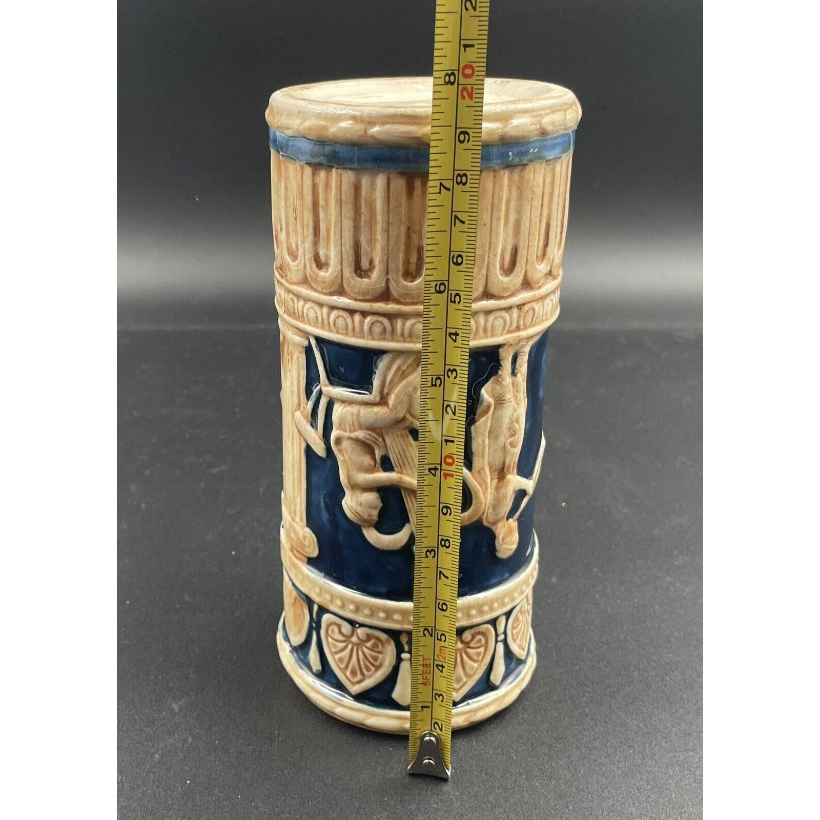 Vintage MARUHON WARE Ceramic Greek Themed Hand Painted Vase - Japan (C7) - Vintosh Vintage