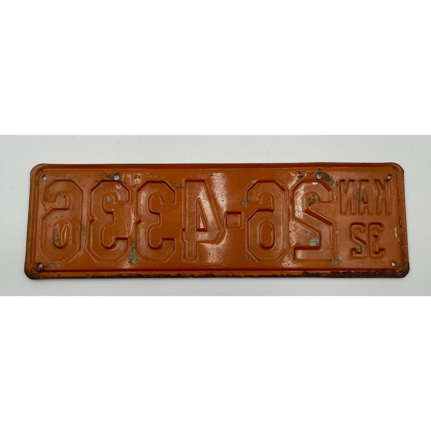 Vintage 1932 Orange & Black Kansas License Plate (B8) - Vintosh Vintage