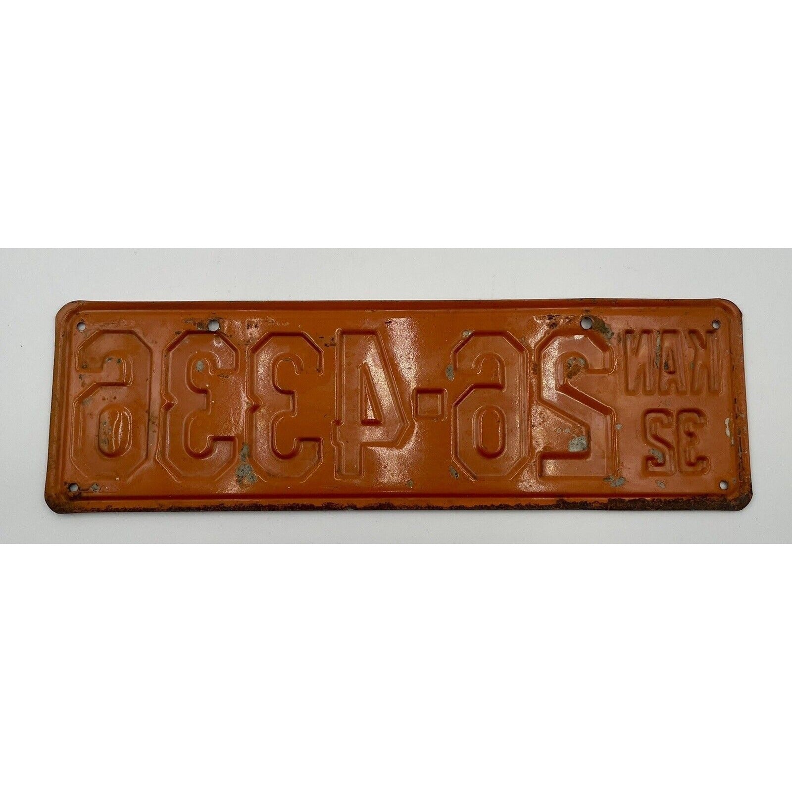 Vintage 1932 Orange & Black Kansas License Plate (B8) - Vintosh Vintage