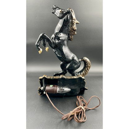 Mid Century Modern Black & Gold Glazed Stallion TV Lamp - WORKS - Vintosh Vintage