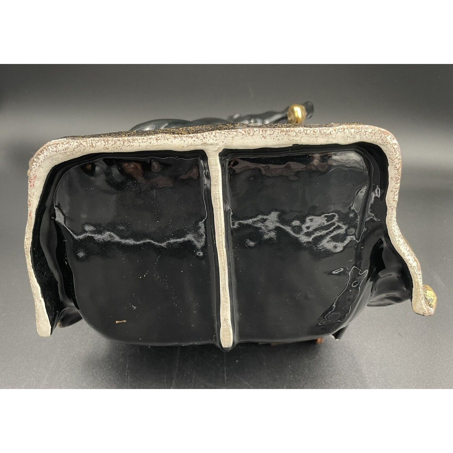 Mid Century Modern Black & Gold Glazed Stallion TV Lamp - WORKS - Vintosh Vintage