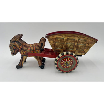 1940s MARX Dual Donkeys W/Cart Windup Tin Toy (B3) - Vintosh Vintage