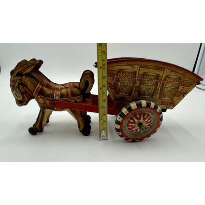 1940s MARX Dual Donkeys W/Cart Windup Tin Toy (B3) - Vintosh Vintage