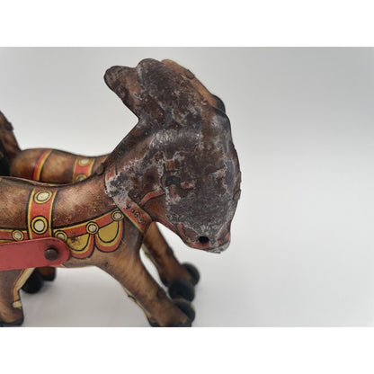1940s MARX Dual Donkeys W/Cart Windup Tin Toy (B3) - Vintosh Vintage