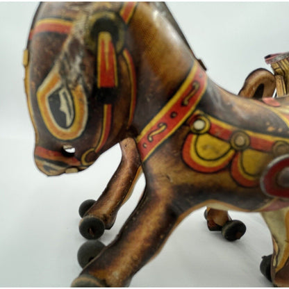 1940s MARX Dual Donkeys W/Cart Windup Tin Toy (B3) - Vintosh Vintage