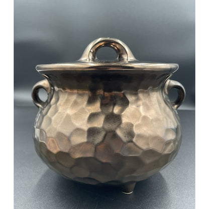 Vintage McCoy 7531 Bean Pot  Cauldron Bronze Hammered Stoneware (C6) - Vintosh Vintage