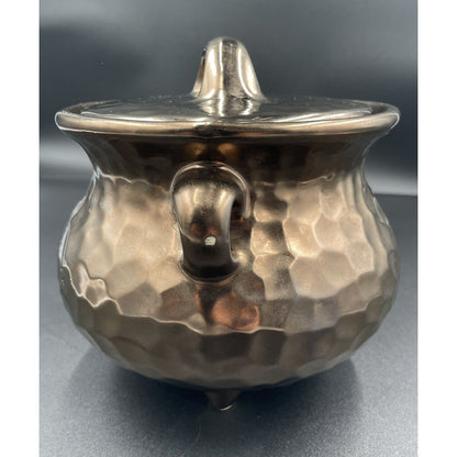Vintage McCoy 7531 Bean Pot  Cauldron Bronze Hammered Stoneware (C6) - Vintosh Vintage