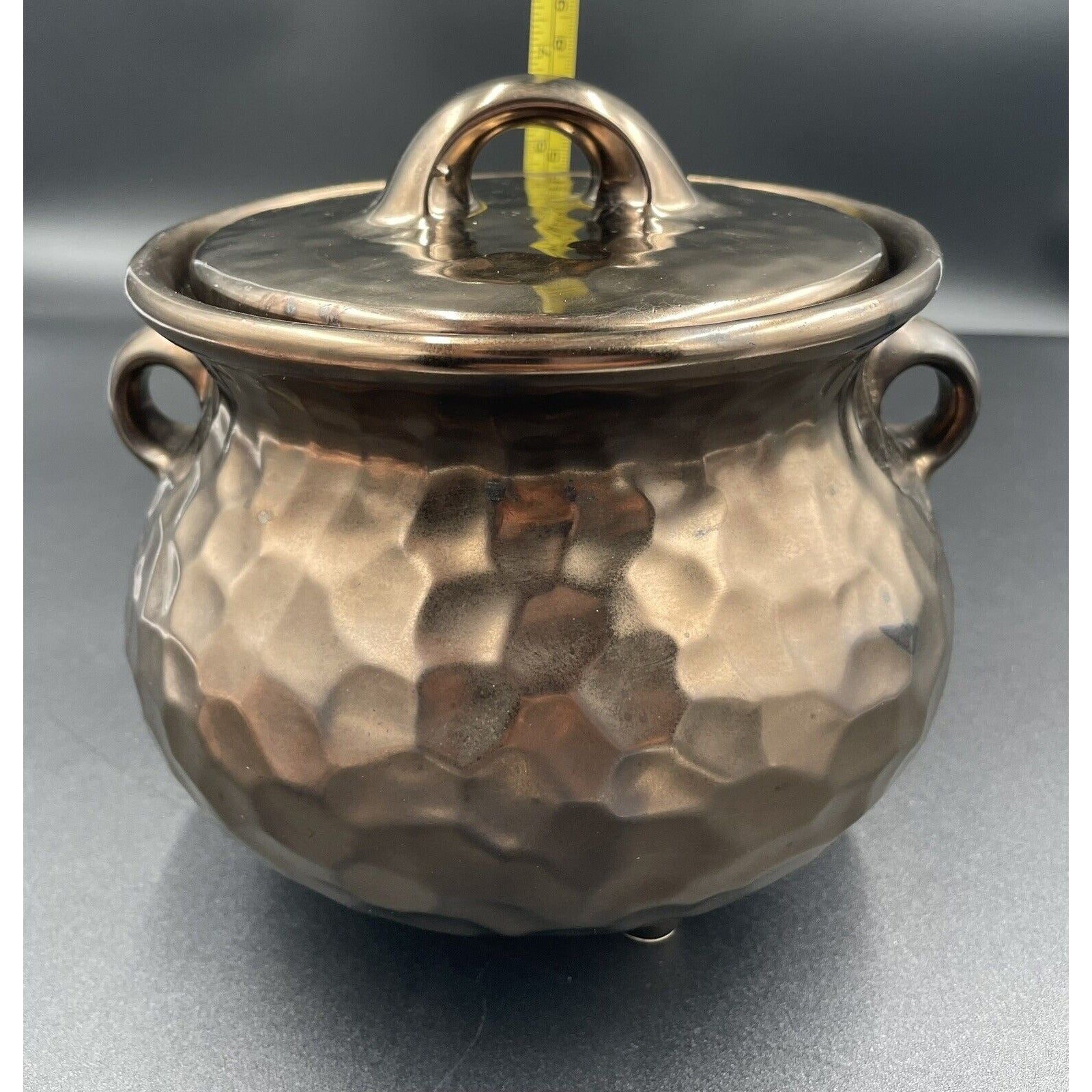 Vintage McCoy 7531 Bean Pot  Cauldron Bronze Hammered Stoneware (C6) - Vintosh Vintage