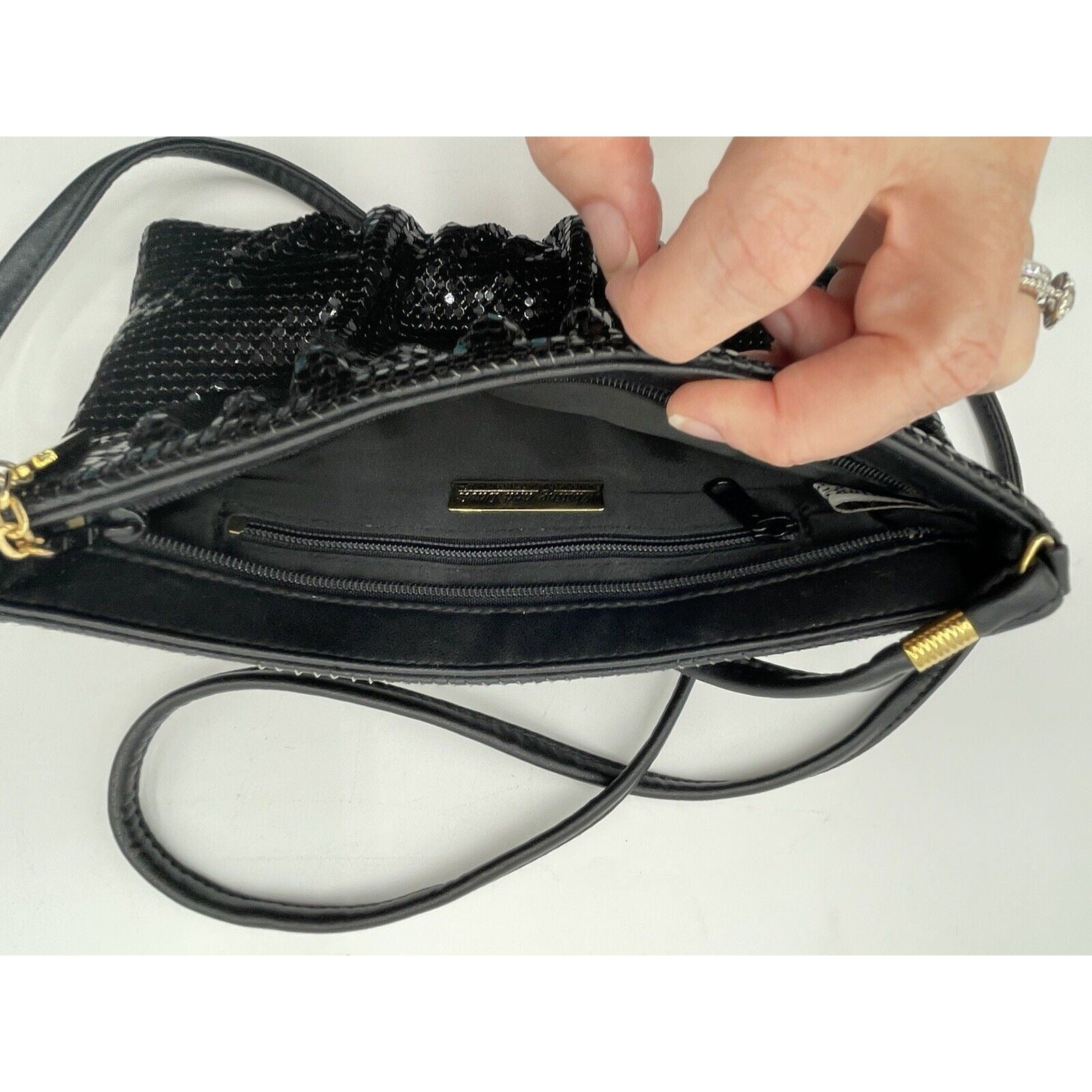 Vintage Whiting & Davis Black Gathered Mesh Evening Handbag (A5) - Vintosh Vintage