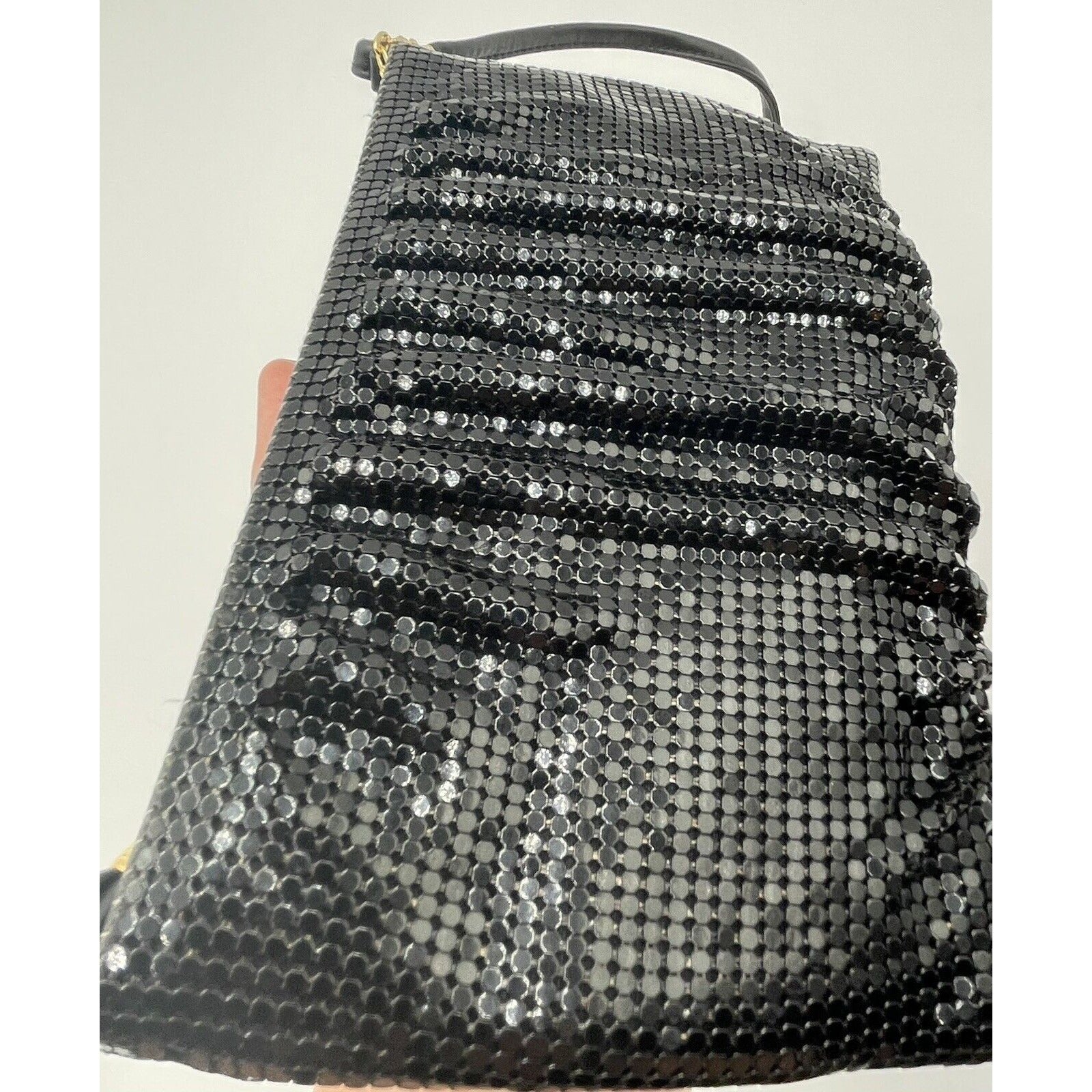 Vintage Whiting & Davis Black Gathered Mesh Evening Handbag (A5) - Vintosh Vintage