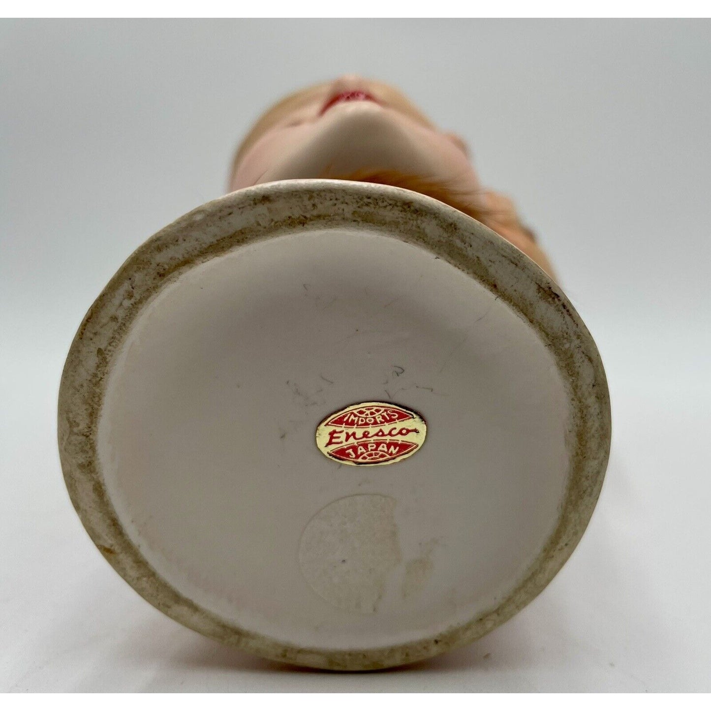 Vintage Enesco 6" Lady Head Vase w/ Blond Hair & Fur Collar - Vintosh Vintage