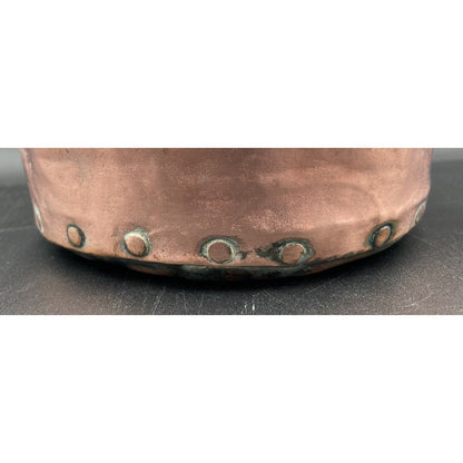 Antique 12" Copper & Brass Kettle with Stationary Handle (A3) - Vintosh Vintage