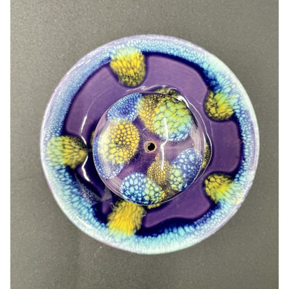 Mid Century Porcelain Blue and Purple Incense Stick Holder (D6) - Vintosh Vintage